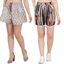 DHRUVI TRENDZ Women39s Regular Shorts 2021_GreyampBlue_X-Large