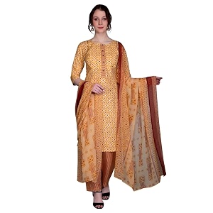 DHRUVI TRENDZ Cotton Kurta Set With Dupatta