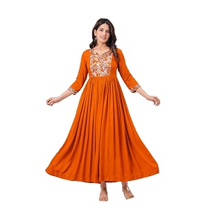 Dhruvi Womens Rayon Anarkali Maternity Dress