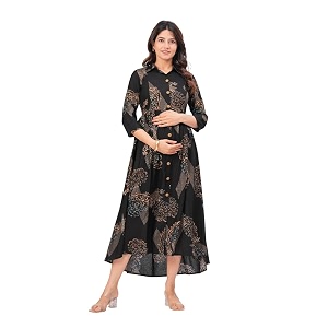 Dhruvi Womens Rayon Anarkali Maternity Dress