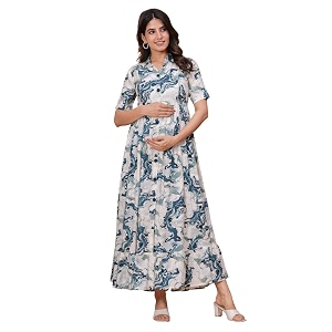 Dhruvi Womens Rayon Anarkali Maternity Dress