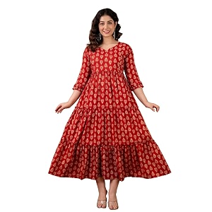 Dhruvi Womens Rayon Anarkali Maternity Dress