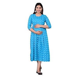 Dhruvi Womens Rayon Anarkali Maternity Dress