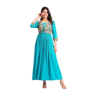 Dhruvi Womens Rayon Anarkali Maternity Dress