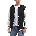 DHSPKN Men's Varsity Baseball Jackets Causal Slim Fit Varsity Letterman Jacket Boys Bomber Jackets