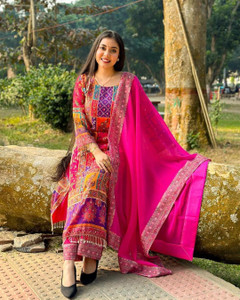 DHVIJA FASHION Printed Kurta Palazzo Dupatta