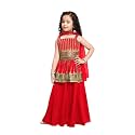 Girl'sCrepe Casual Embroidered Kurta &amp; Sharara Set With Dupatta For Kids