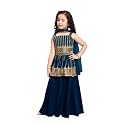 Girl'sCrepe Casual Embroidered Kurta &amp; Sharara Set With Dupatta For Kids