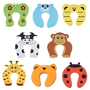 door pinch guard slamming door stoppers - prevent finger pinch lnjuries - cartoon elephant door stopper soft foam cushion baby finger protector random pack of 12