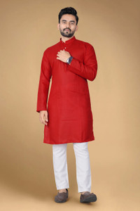 DHYANI CREATION Men Solid Straight Kurta