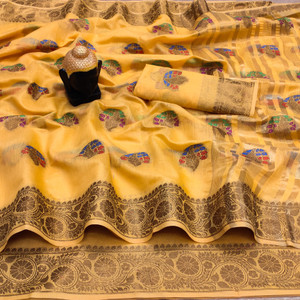 dhyani enterprise semi stitched cotton silk blouse material self design