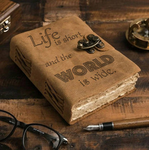 di-kraft leather cover engraved diary with metal lock daily use journal a5 diary unruled 100 pages