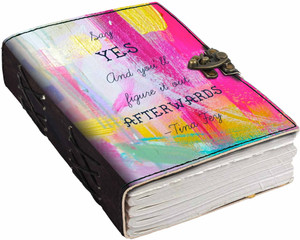 di-kraft printed designer leather cover diary with lock for officegiftsize 57 inches a5 diary unruled 200 pages