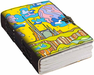 di-kraft printed designer leather cover diary with lock for officegiftsize 57 inches a5 diary unruled 200 pages