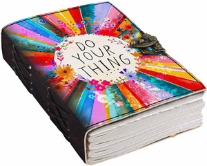 di-kraft printed designer leather cover diary with lock for officegiftsize 57 inches a5 diary unruled 200 pages