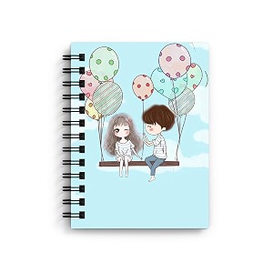 di-kraft wiro bound printed cardboard hard cover spiral daily planner notebook diary journal notepad with unruled paper sheets 160 pages 6 x 8 inch - design 3