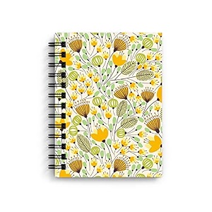 di-kraft wiro bound printed cardboard hard cover spiral daily planner notebook diary journal notepad with unruled paper sheets 160 pages 6 x 8 inch - design 14