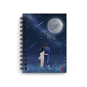 di-kraft wiro bound printed cardboard hard cover spiral daily planner notebook diary journal notepad with unruled paper sheets 160 pages 6 x 8 inch - design 1