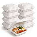 DI QIU REN 50Pack 8" X 8" 3-Compartment Clamshell To Go Food Containers With Secure Snap Lids - Heavy Duty Take out Containers Disposable To Go Plate For Carryout Meal Prep Catering