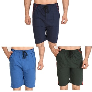 dia a dia men39s cotton shorts pack of 3 blue navy green free size 26 to 36 in waist