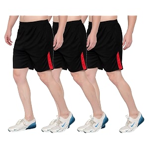 dia a dia men39s polycotton running sports gym shorts pack of 3 black black black free size 28-34 inches