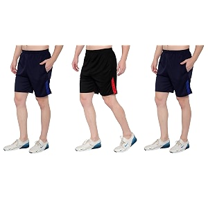 dia a dia men39s polycotton running sports gym shorts pack of 3 darkblue black darkblue free size 28-34 inches