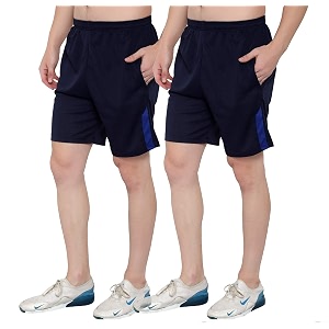 dia a dia men39s polycotton running sports gym shorts men39s gym workout shorts breathable quick dry pack of 2 darkblue darkblue free size 28-34 inches