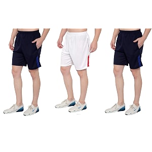 dia a dia men39s polycotton running sports gym shorts men39s gym workout shorts breathable quick dry pack of 3 darkblue darkblue white free size 28-34 inches