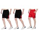 DIA A DIA Men's Polycotton Running Sports Gym Shorts Pack of 3 (Black, Black, Red, Free Size: 28-34 Inches)