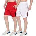 DIA A DIA Men's Polycotton Running Sports Gym Shorts Pack of 2 (Red, White, Free Size: 28-34 Inches)