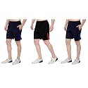 DIA A DIA Men's Polycotton Running Sports Gym Shorts Pack of 3 (Darkblue, Black, Darkblue, Free Size: 28-34 Inches)