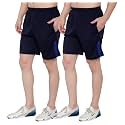 DIA A DIA Men's Polycotton Running Sports Gym Shorts Men's Gym Workout Shorts Breathable Quick Dry Pack of 2 (Darkblue, Darkblue, Free Size: 28-34 Inches)