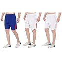 DIA A DIA Men's Polycotton Running Sports Gym Shorts Pack of 3 (Lightblue, White, White, Free Size: 28-34 Inches)