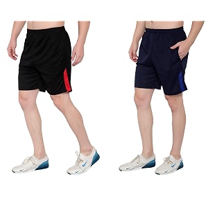 dia a dia men39s polycotton running sports gym shorts pack of 2 black darkblue free size 28-34 inches