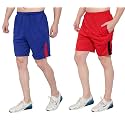 DIA A DIA Men's Polycotton Running Sports Gym Shorts Pack of 2 (Lightblue, Red, Free Size: 28-34 Inches)