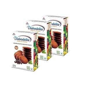 diabodelite 200g cookies chocolate flavourdelight for diabetics multigrain sugar-free digestive cookies with fenugreekfor maintaining optimum balancing blood sugarlow girich in fibrepack of 3