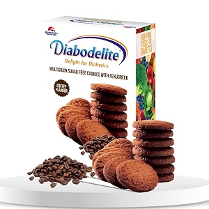 diabodelite cookies coffee flavour delight for diabetics multigrain sugar-free digestive cookies with fenugreek maintaining optimum balancing blood sugar  pack of 1 200 gm