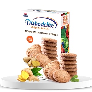diabodelite cookies ginger flavourdelight for diabetics multigrain sugar-free digestive cookies with fenugreekfor maintaining optimum balancing blood sugarlow girich in fibre  pack of 1 -200 gm