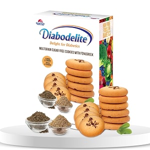 diabodelite 200g cookies jeera amp ajwain flavour delight for diabetics multigrain sugar-free digestive cookies with fenugreek  for maintaining optimum balancing blood sugar  pack of 1