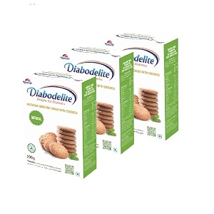 diabodelite 200g cookies natural flavourdelight for diabetics multigrain sugar-free digestive cookies with fenugreekfor maintaining optimum balancing blood sugarlow girich in fibrepack of 3