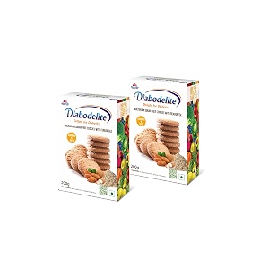 diabodelite 200g cookies oatsampalmond flavourdelight for diabetics multigrain sugar-free digestive cookies with fenugreekfor maintaining optimum balancing blood sugarlow girich in fibrepack of 2