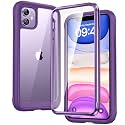 Diaclara Compatible with iPhone 11 Case, Full Body Rugged with Built-in Touch Sensitive Anti-Scratch Screen Protector, Soft TPU Bumper Case Clear Compatible with iPhone 11 6.1" (Purple and Clear)