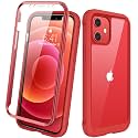 Diaclara Designed for iPhone 12/12 Pro Case, Full Body Rugged with Built-in Touch Sensitive Anti-Scratch Screen Protector, Soft TPU Bumper Case for iPhone 12/12 Pro 6.1" (Red and Clear)