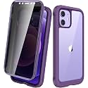 Diaclara Designed for iPhone 12 Mini Case, Full Body Rugged with Built-in Touch Sensitive Anti-Scratch Privacy Screen Protector, Soft TPU Bumper Case for iPhone 12 Mini 5.4" (Purple)