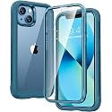 Diaclara Designed for iPhone 13 Case, Full Body Rugged with Built-in Touch Sensitive Anti-Scratch Screen Protector, Soft TPU Bumper Case for iPhone 13 6.1" (Blue and Clear)