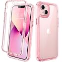 Diaclara Designed for iPhone 13 Case, Full Body Rugged with Built-in Touch Sensitive Anti-Scratch Screen Protector, Soft TPU Bumper Case for iPhone 13 6.1" (Clear Pink)