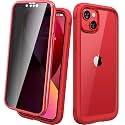 Diaclara Designed for iPhone 13 Case, Full Body Rugged with Built-in Touch Sensitive Anti-Scratch Privacy Screen Protector, Soft TPU Bumper Case for iPhone 13 6.1" (Red)