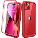 Diaclara Designed for iPhone 13 Case, Full Body Rugged Protection with Built-in Touch Sensitive Screen Protector, Soft TPU Bumper Case for iPhone 13 6.1" (Red and Clear)