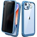 Diaclara Designed for iPhone 14 Case 6.1 Inch,Upgraded Full Body Rugged Clear Bumper Case with Built-in Privacy Screen Protector for iPhone 14,Blue