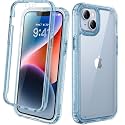 Diaclara Designed for iPhone 14 Case, Full Body Rugged Case with Built-in Touch Sensitive Anti-Scratch Screen Protector, with Camera Lens Protector for iPhone 14 6.1" (Clear Blue)